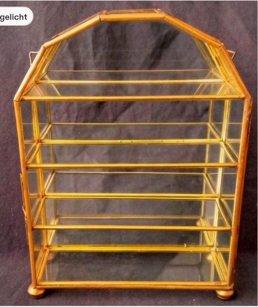 Vintage vitrinekast van messing en glas, Ophalen of Verzenden