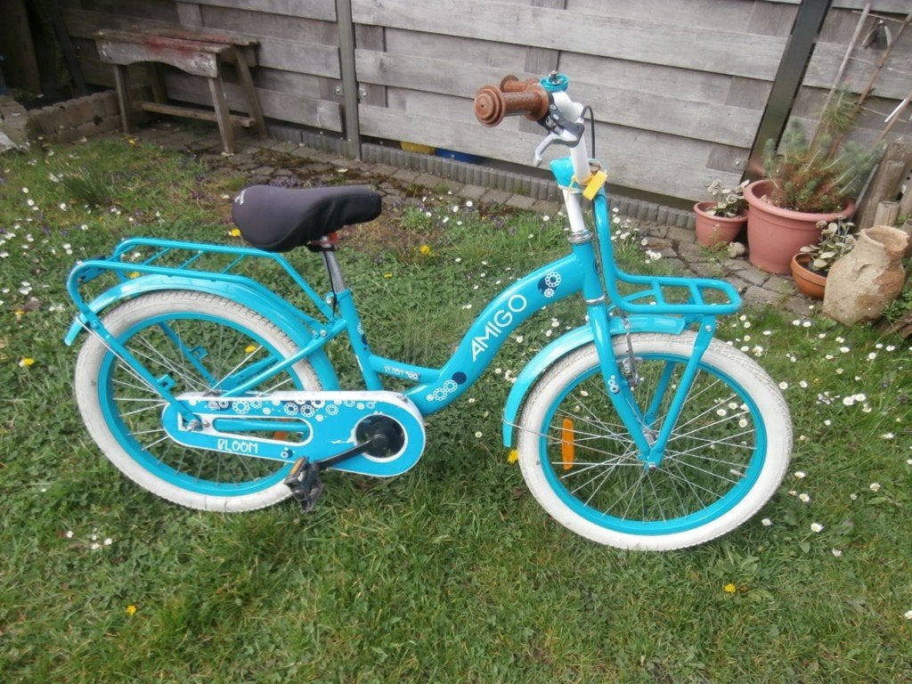 fiets meisje meisjesfiets kinderfiets blauw bagagerek Amigo, Ophalen, Gebruikt, Overige merken