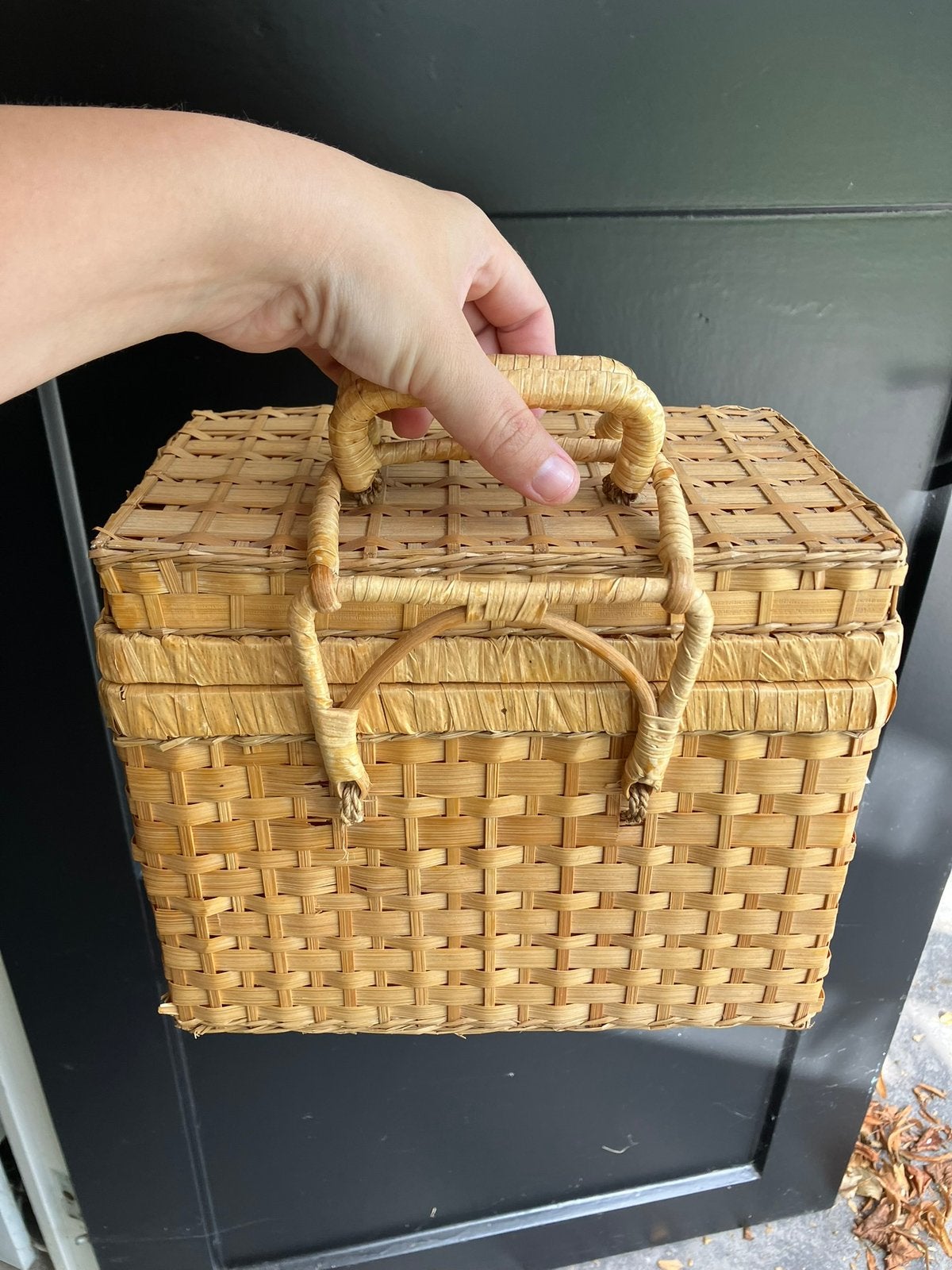 Riet rieten rotan koffertje koffer mand mandje speelgoed, Ophalen of Verzenden, Zo goed als nieuw, Rond, Riet