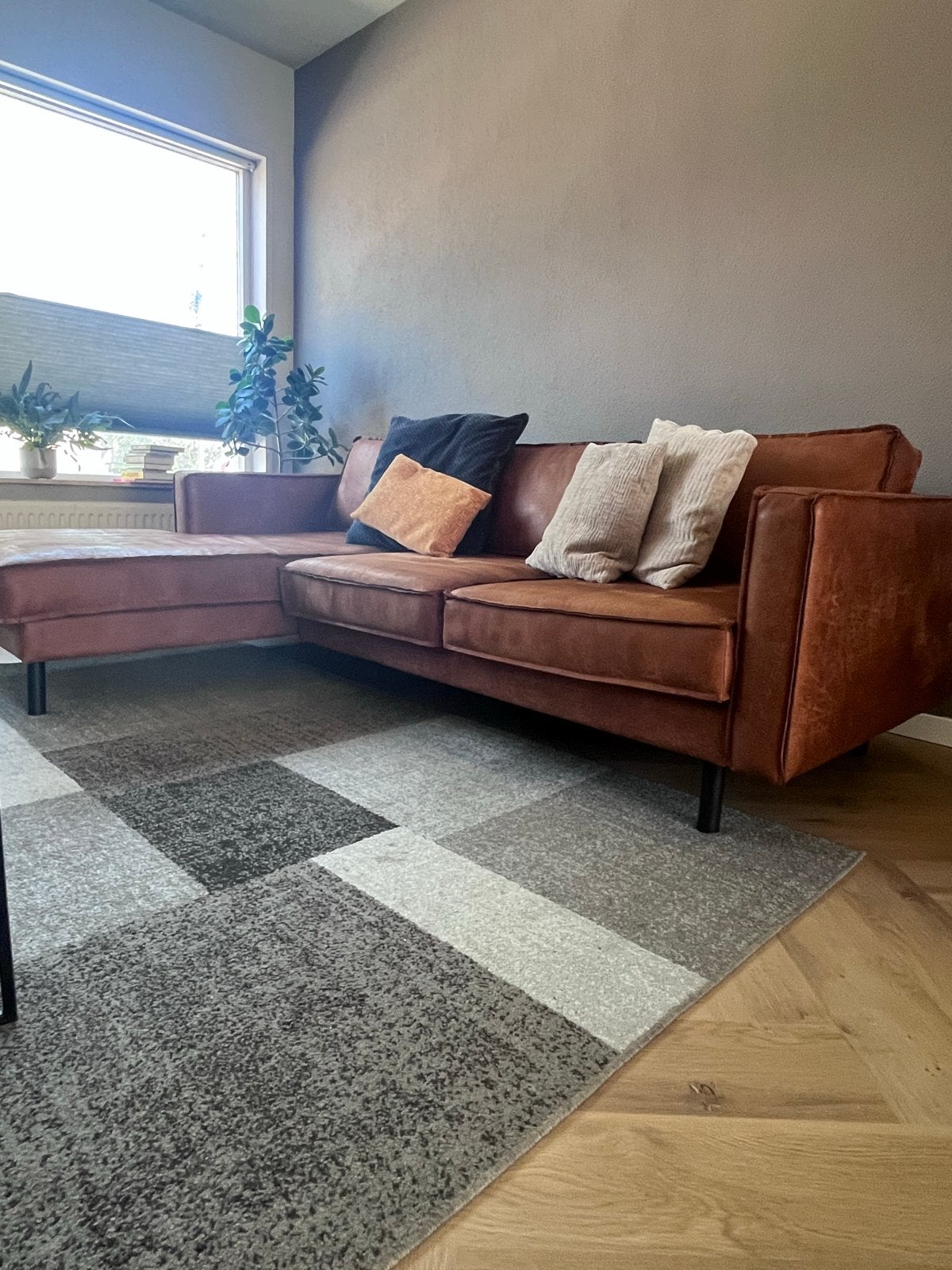 Hoekbank met longchair, Ophalen, 250 tot 300 cm, Gebruikt, 100 tot 125 cm