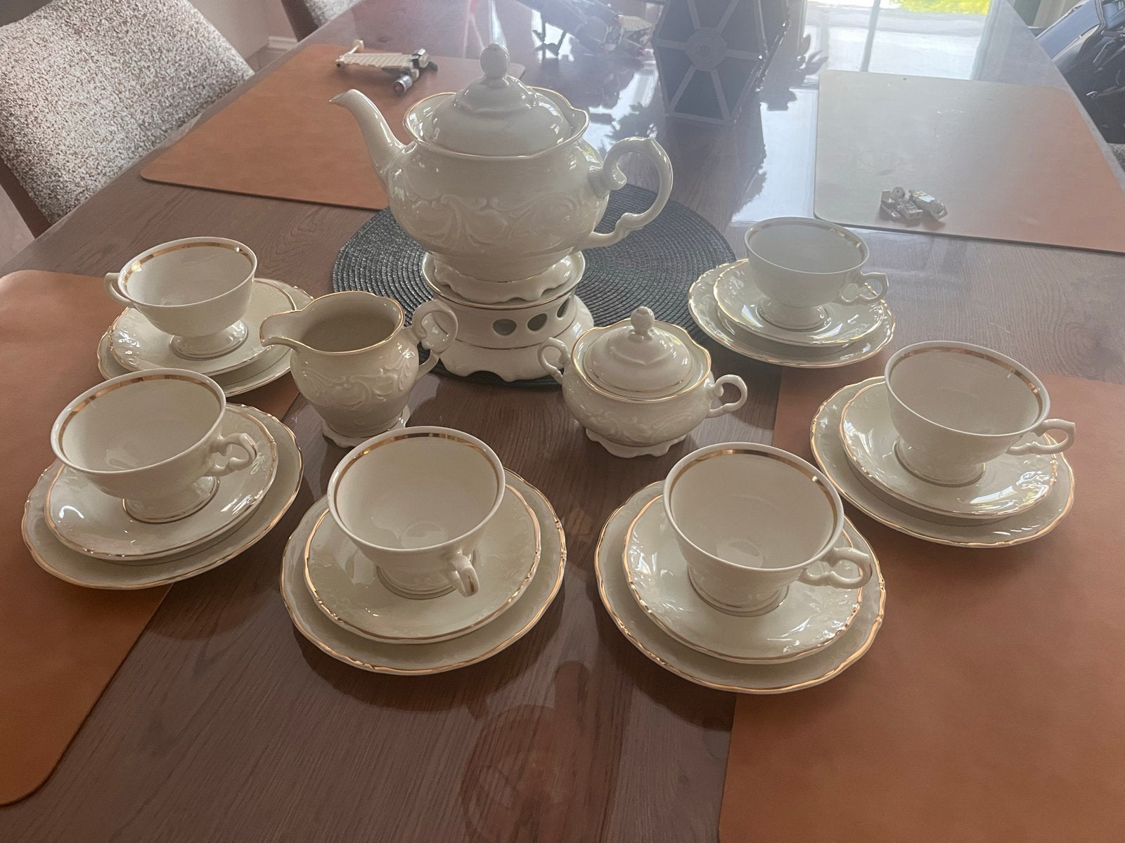 Wawel Theeservies - Elegant Porselein met Gouden Rand, Antiek en Kunst, Ophalen of Verzenden