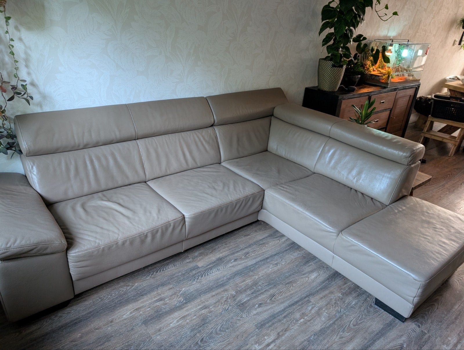 Leren Hoekbank, Ophalen, 250 tot 300 cm, Gebruikt, Hoekbank