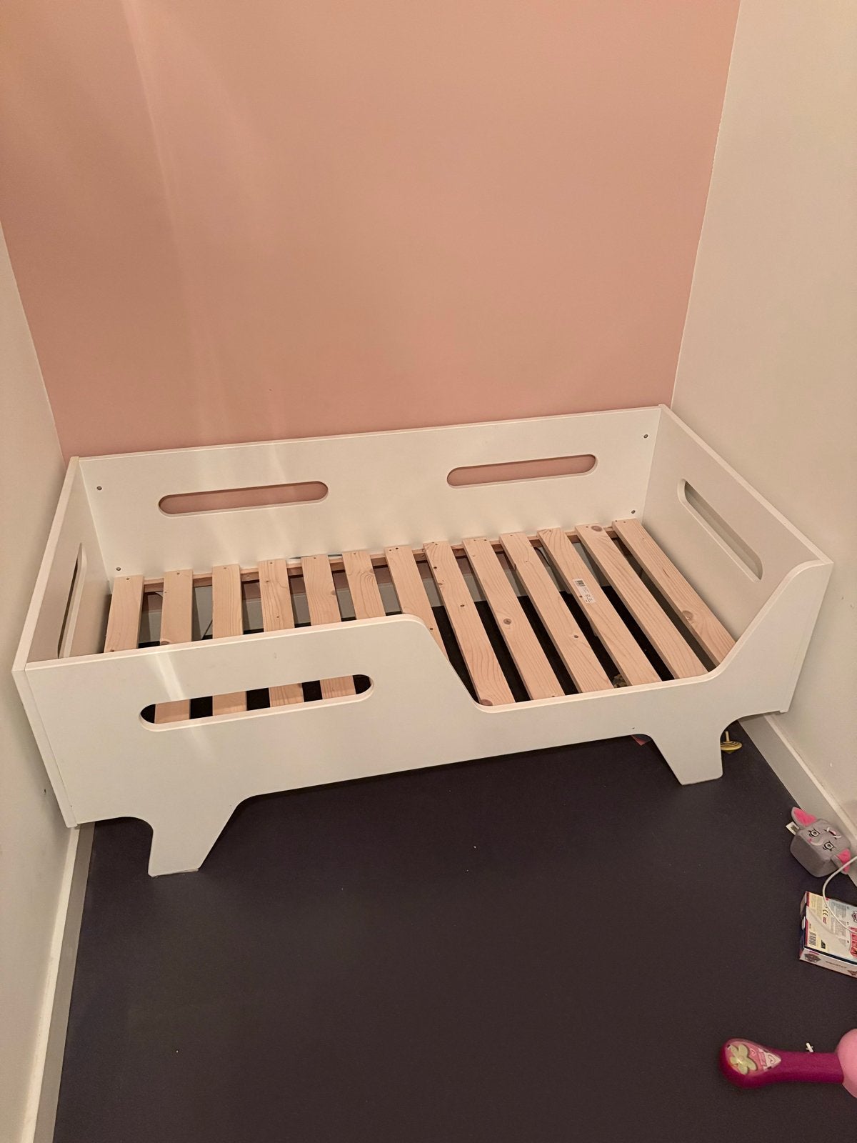 Kinderbed met lattenbodem en beddengoed, Ophalen, Gebruikt, 70 tot 85 cm, 140 tot 160 cm