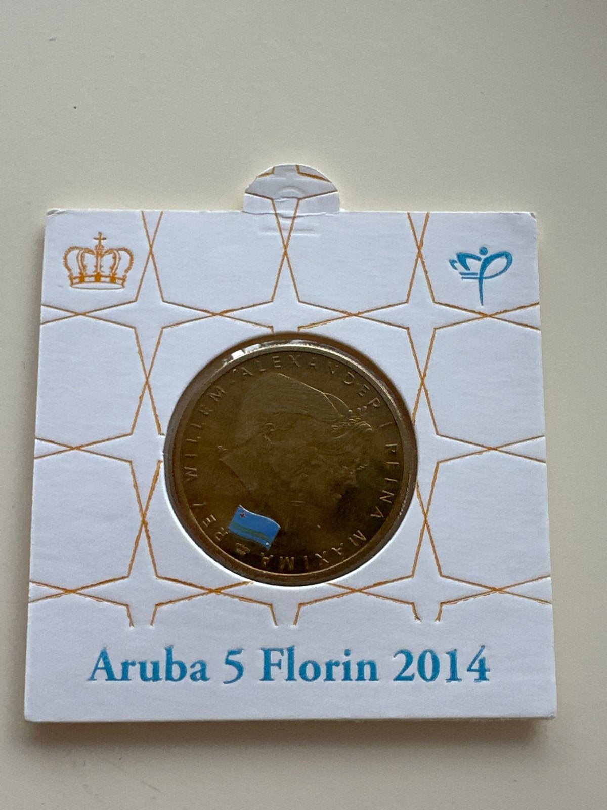 Aruba 5 Florin 2014 Willem-Alexander & Máxima munt, Ophalen of Verzenden, Midden-Amerika, Losse munt