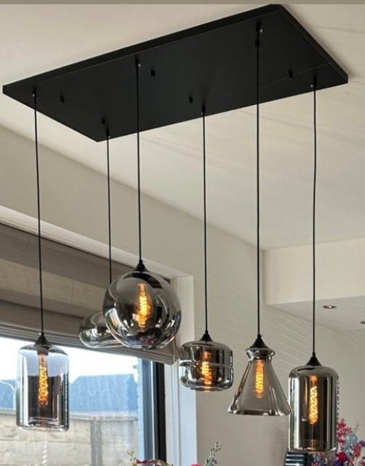 XXL HANGLAMP SMOKE LAMP EETTAFEL LAMP ERIC KUSTER SMOKE GLAS, Huis en Inrichting, Ophalen of Verzenden, Nieuw, Glas, Minder dan 50 cm