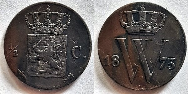 Halve cent 1873, Verzenden, Koning Willem III, Overige waardes