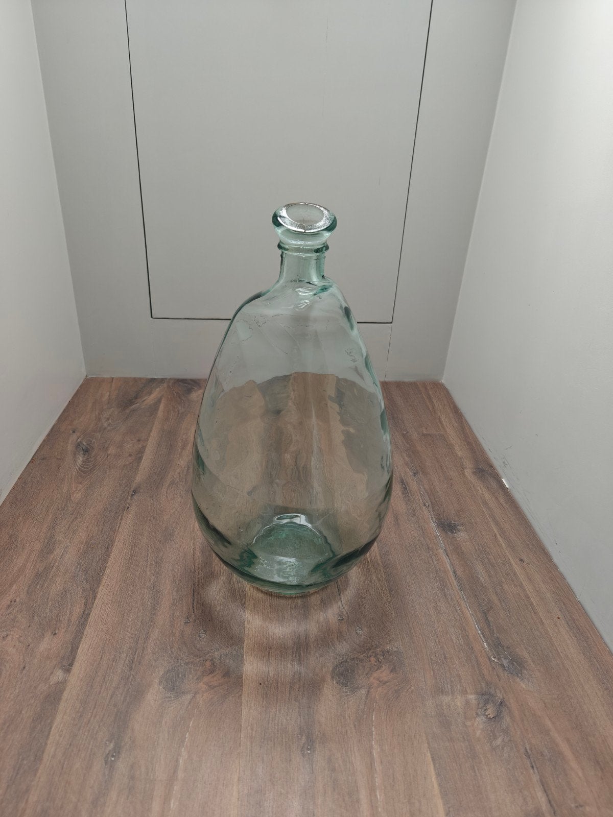 Zgan. Zeer grote stevige glazen vaas 28 cm, Ophalen of Verzenden, Zo goed als nieuw