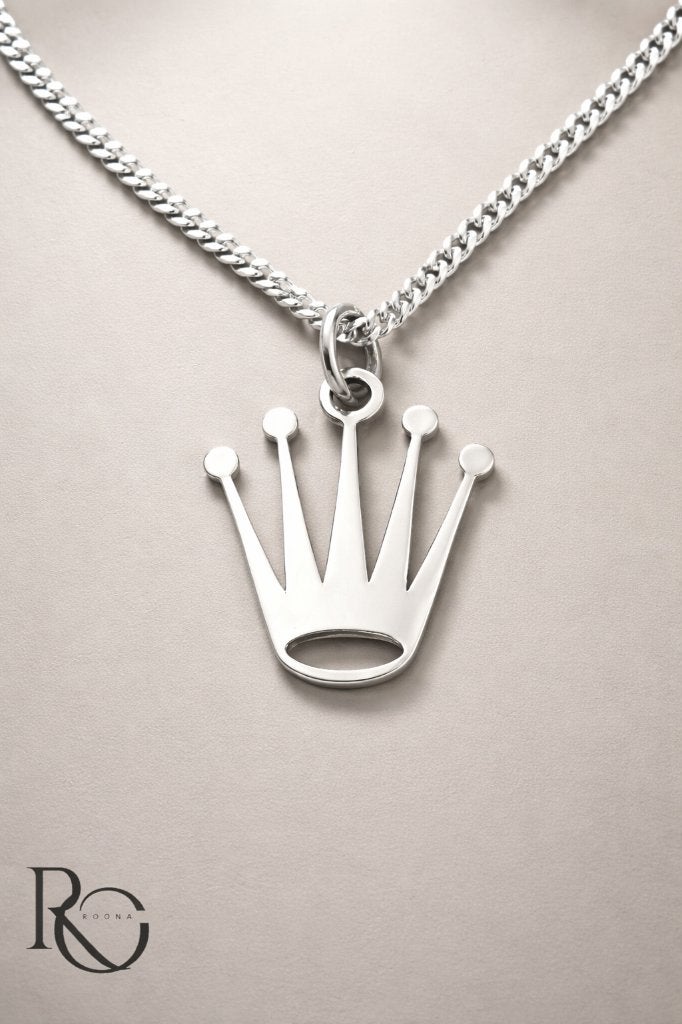 925 Zilveren Kroon Hanger met Ketting., Nieuw, Ophalen of Verzenden, Kruis of Symbool, Zilver