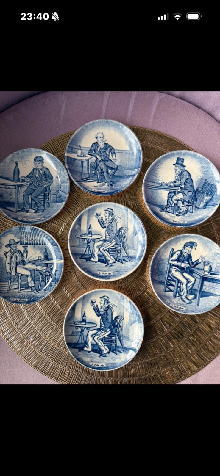 Set van 7 Boch Delft 'Les Buveurs' decoratieve schaaltjes., Ophalen of Verzenden