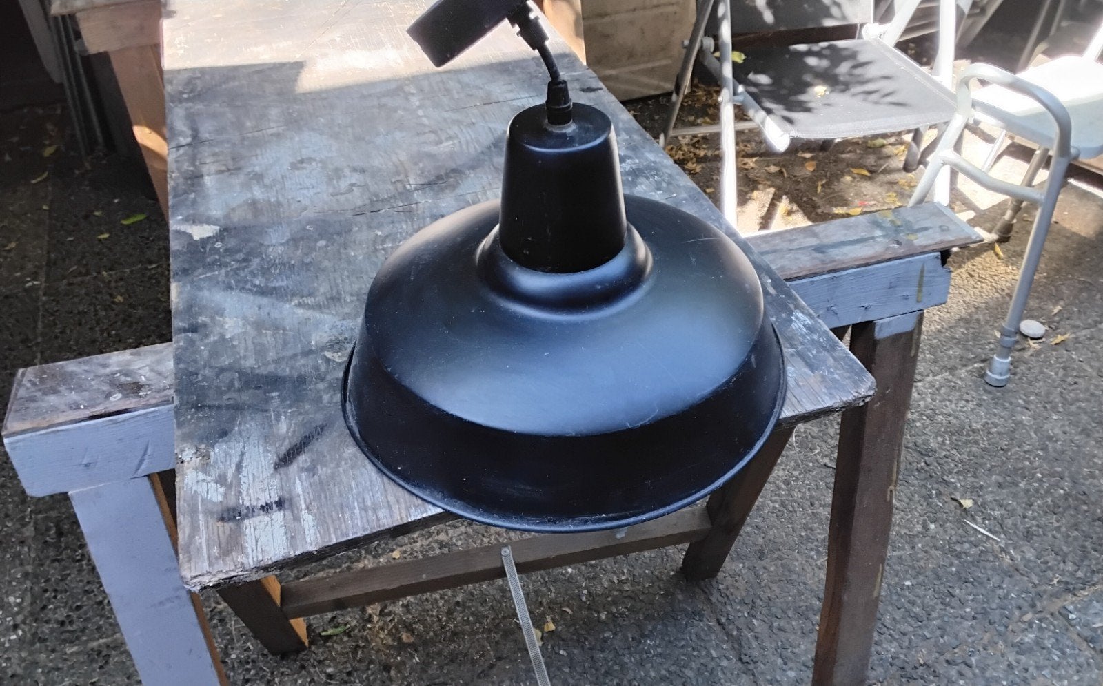 Oude metalen lampenkap, diameter 30cm, Metaal, Gebruikt, Overige typen, Zwart