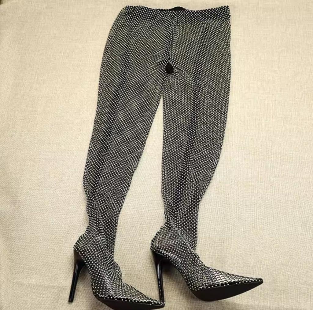 Prachtige Transparante Legging Broeklaarzen, 42, Verzenden, Nieuw, Zwart, Hoge laarzen