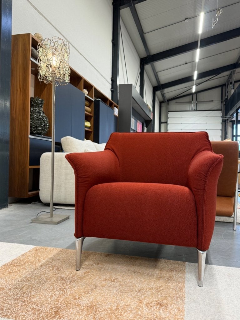 Nieuw Leolux Mayon  Fauteuil Rood stof design stoel, Huis en Inrichting, Leolux, Info@leolux.nl, Nieuw, 75 tot 100 cm
