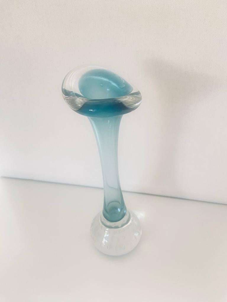 Vintage Bo Borgstrom Aseda Tulpenvaas - Blauw Glas Jaren '70, Antiek en Kunst, Antiek | Glas en Kristal, Ophalen of Verzenden
