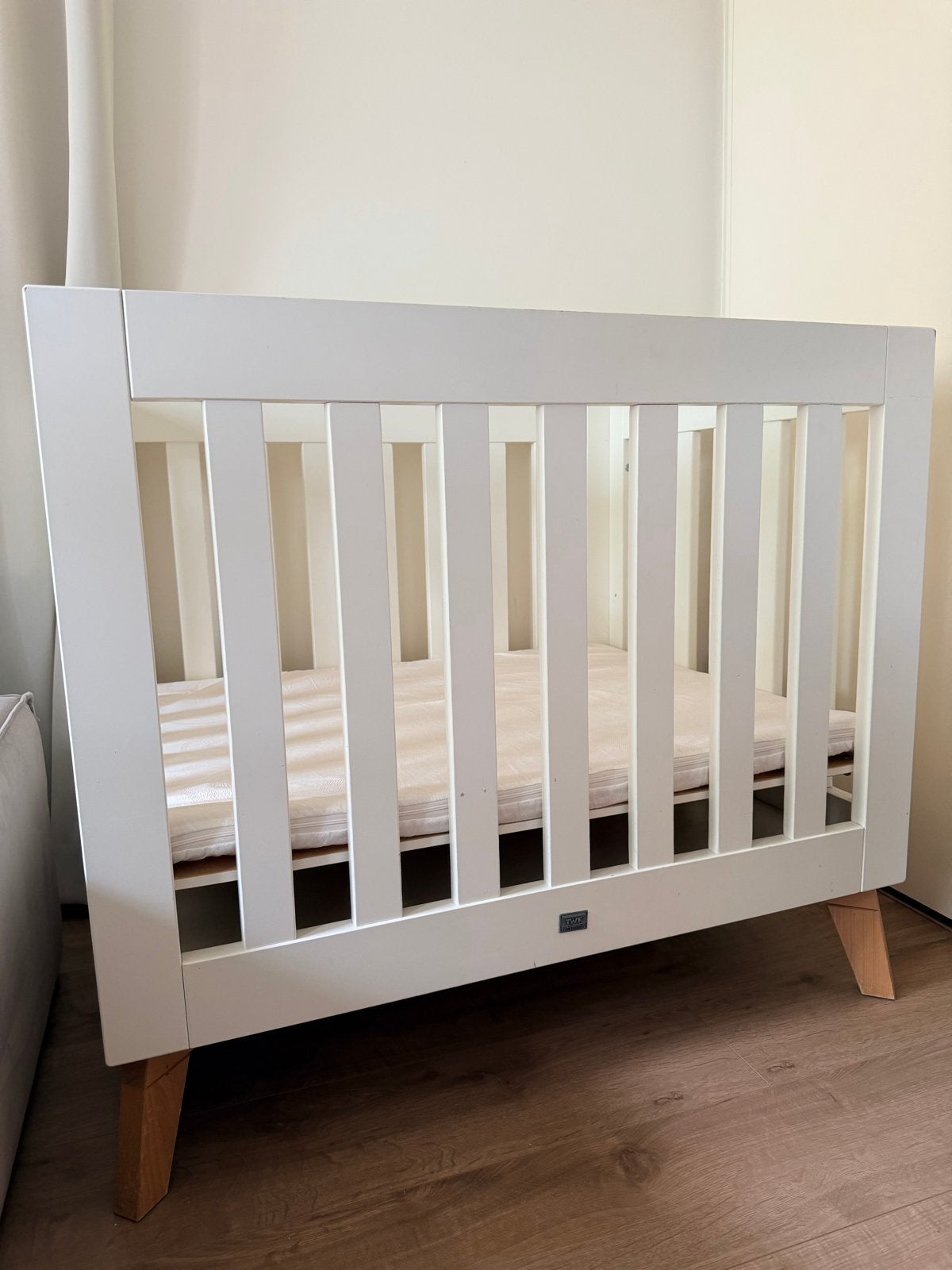 TWF Box Riva - Wit/Beuken - Inclusief Boxmatras, Ophalen, Gebruikt, Vierkant, In hoogte verstelbaar