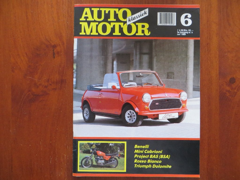 Auto Motor Klassiek 6 1989 Benelli, Mini Cabrioni, Dolomite, Boeken, Auto's | Folders en Tijdschriften, Ophalen of Verzenden, Nieuw
