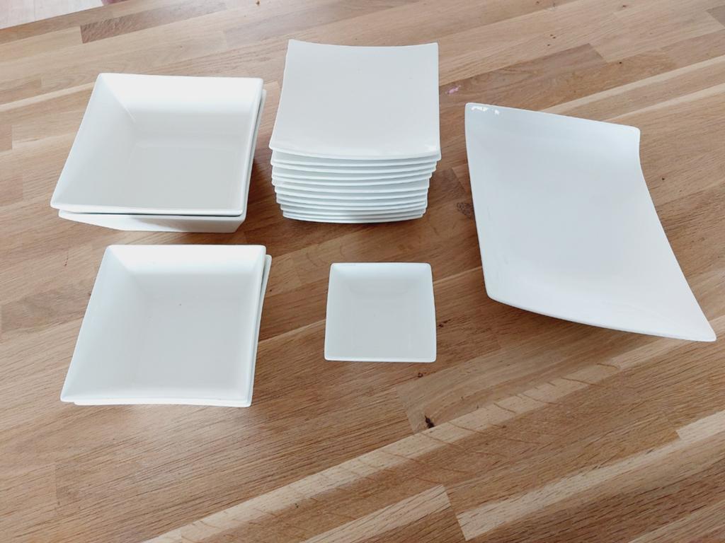 Wit vierkant servies van Xenos - 18-delig, Ophalen, Nieuw, Overige stijlen, Compleet servies