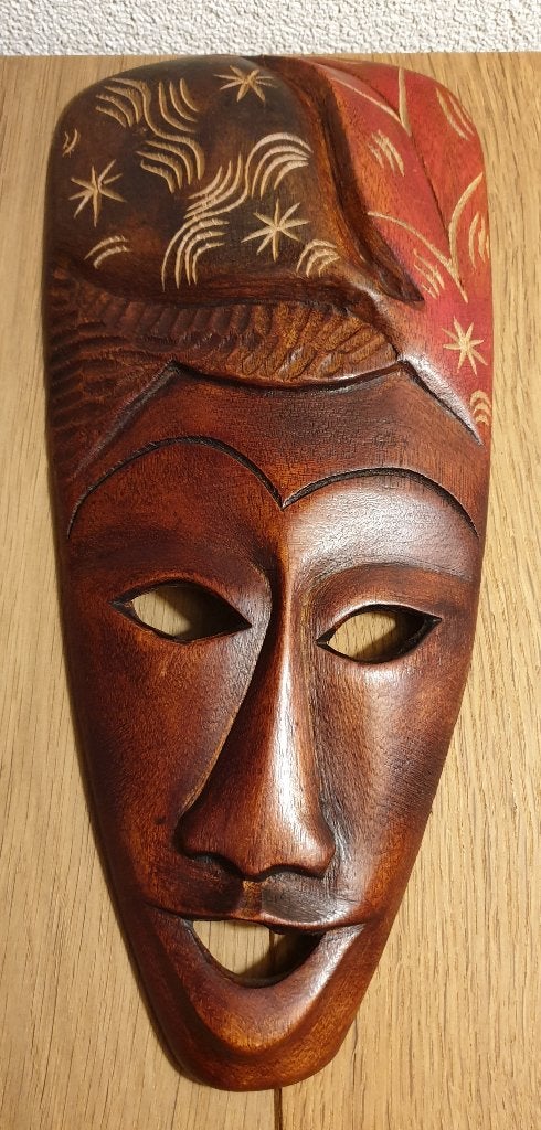 Afrikaans masker, gaaf, vintage, en meer fraai houtsnijwerk!, Antiek en Kunst, Kunst | Niet-Westerse kunst, Hout, Bruin, Afrika