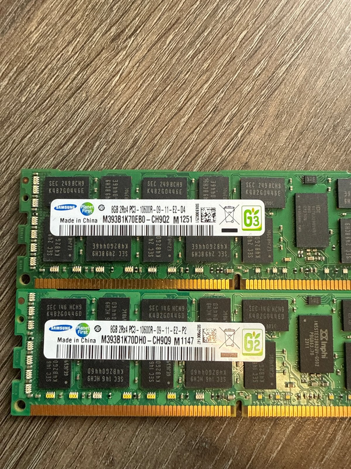2x Samsung 8GB DDR3 RAM PC3-10600R Server Geheugen, Gebruikt, Server, 8 GB, DDR3