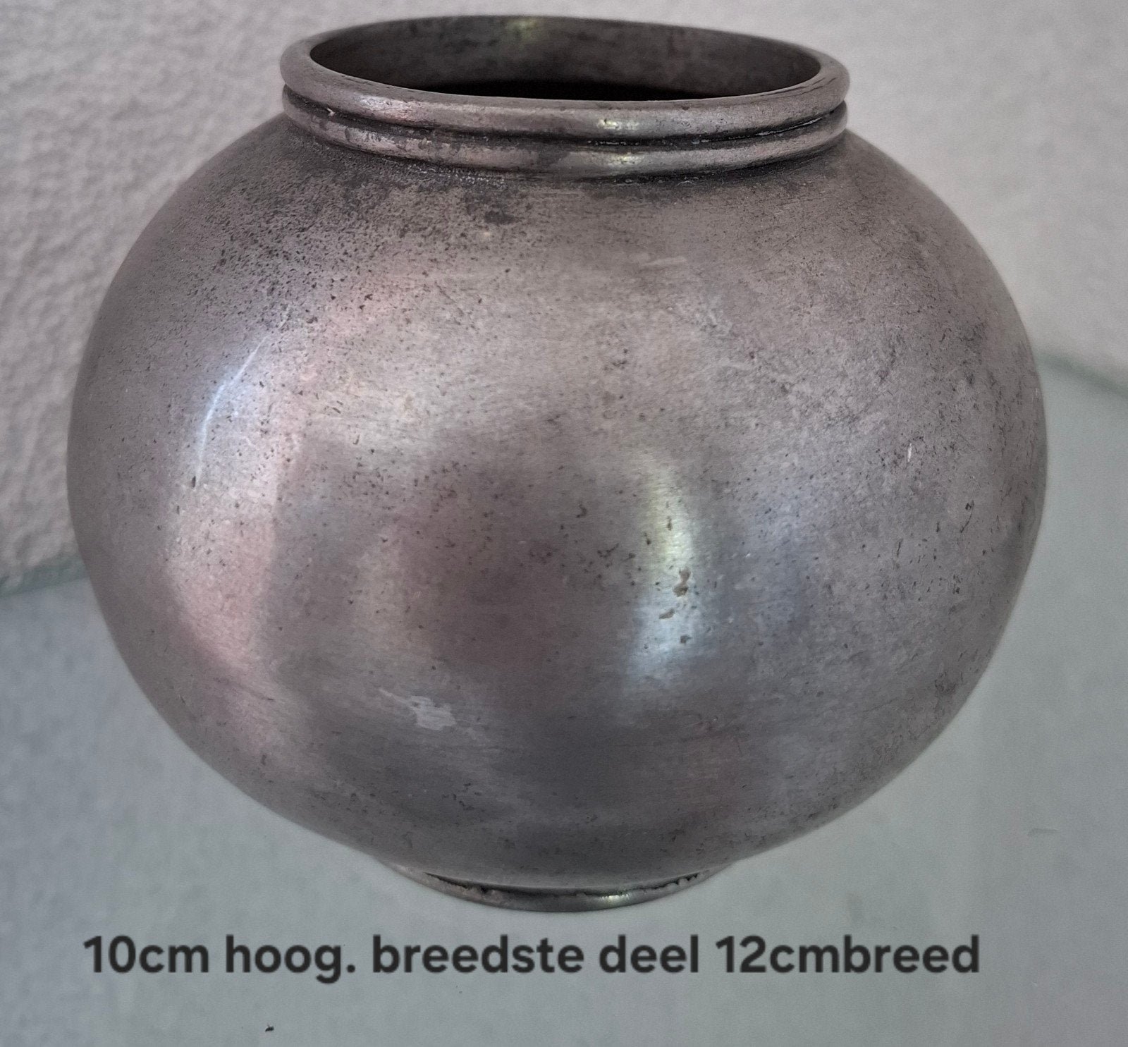 Tinnen vaas 10 cm hg. KURZ 94% edeltin Holland, Ophalen of Verzenden
