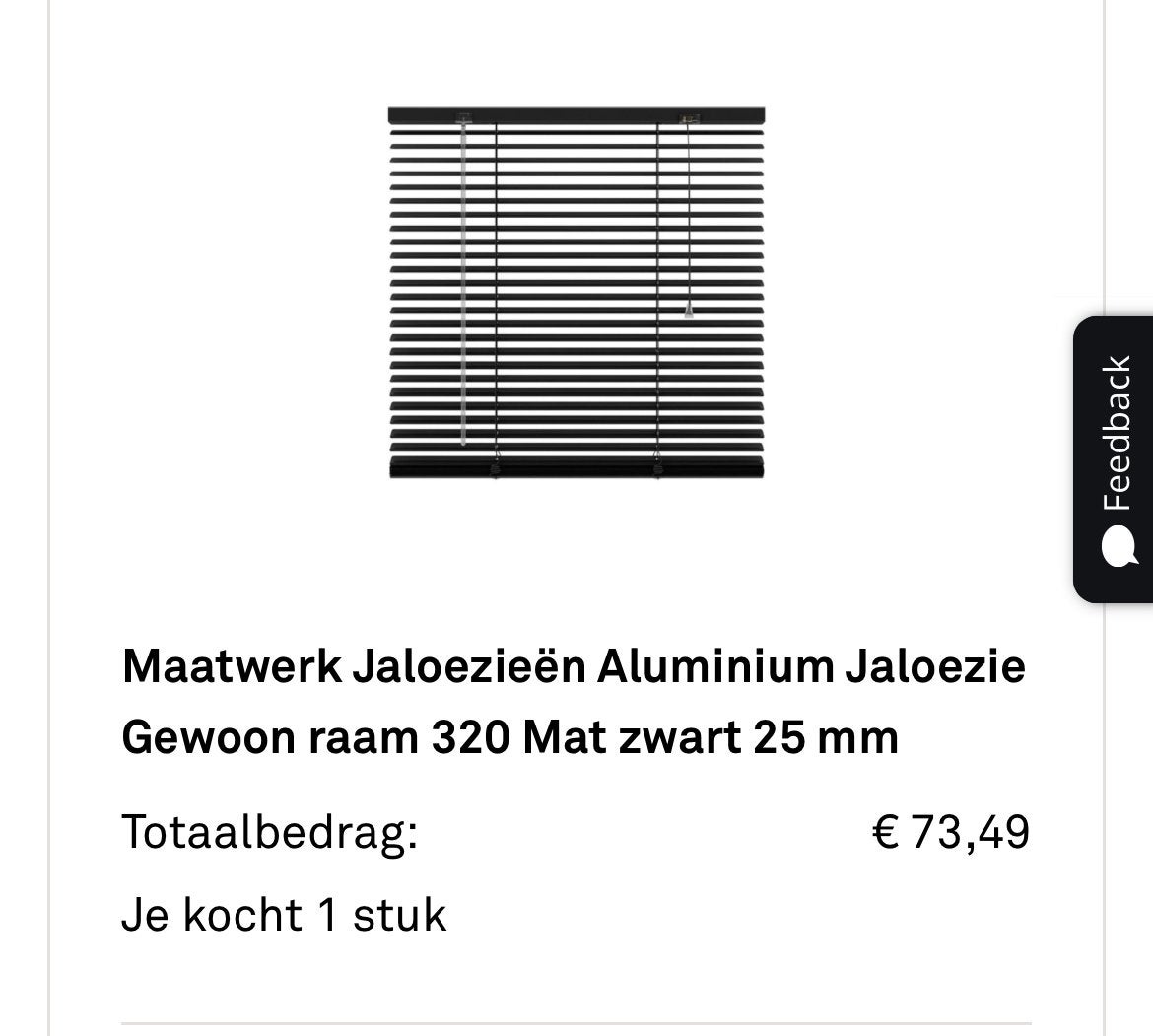Maatwerk Aluminium Jaloezie Mat Zwart 94x153 cm, Ophalen, Jaloezie, Overige merken, Zwart