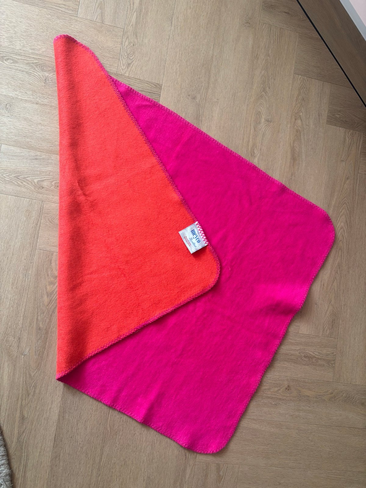 Vintage Meyco wiegdeken - roze/rood katoen, Ophalen, Meyco, Gebruikt, Dubbelzijdig
