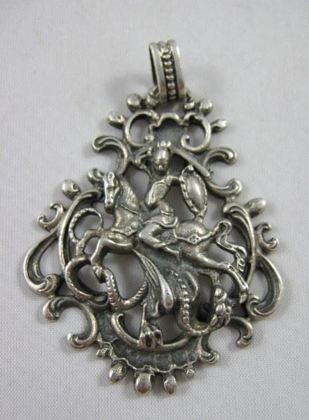 Sint Joris - Prachtige grote hanger ! (7421-829), Ophalen, Zo goed als nieuw, Zilver, Zilver