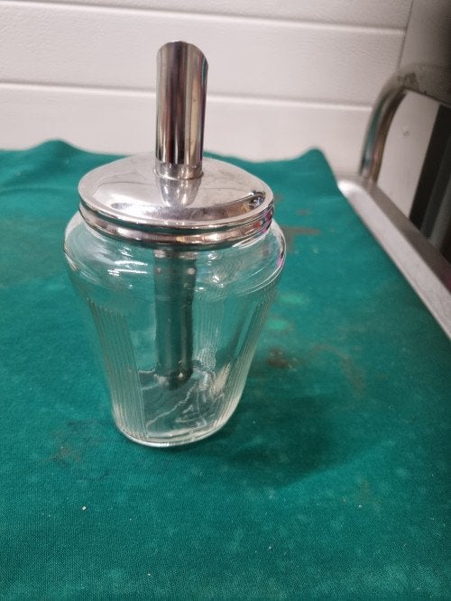 suikerstrooier glas rvs vintage, Antiek en Kunst, Ophalen of Verzenden