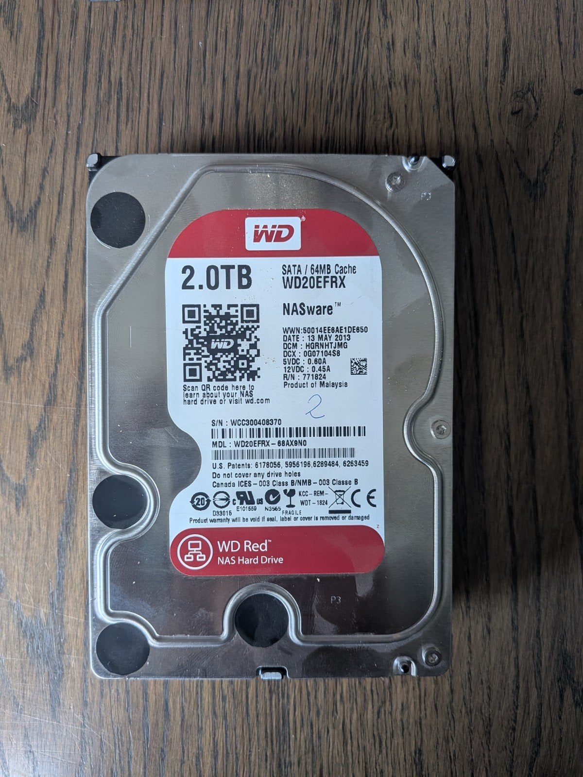 WD red 2TB HDD sata, Intern, 2TB, Server, SATA