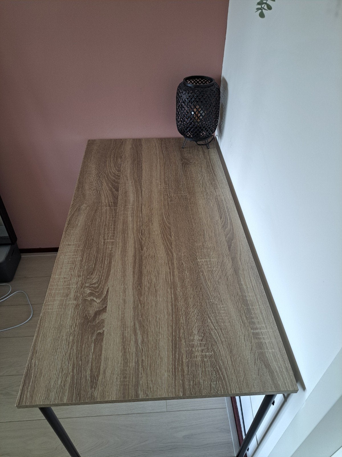 Bureau met houtlook blad en metalen frame, Huis en Inrichting, Bureaus, Ophalen, 120 cm, Hout, Bruin