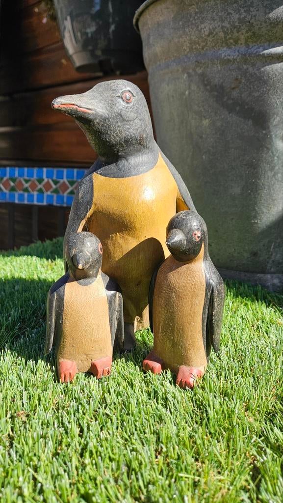 Houten Pinguïn Familie - Decoratieve Beelden, Ophalen, Gebruikt, Dier