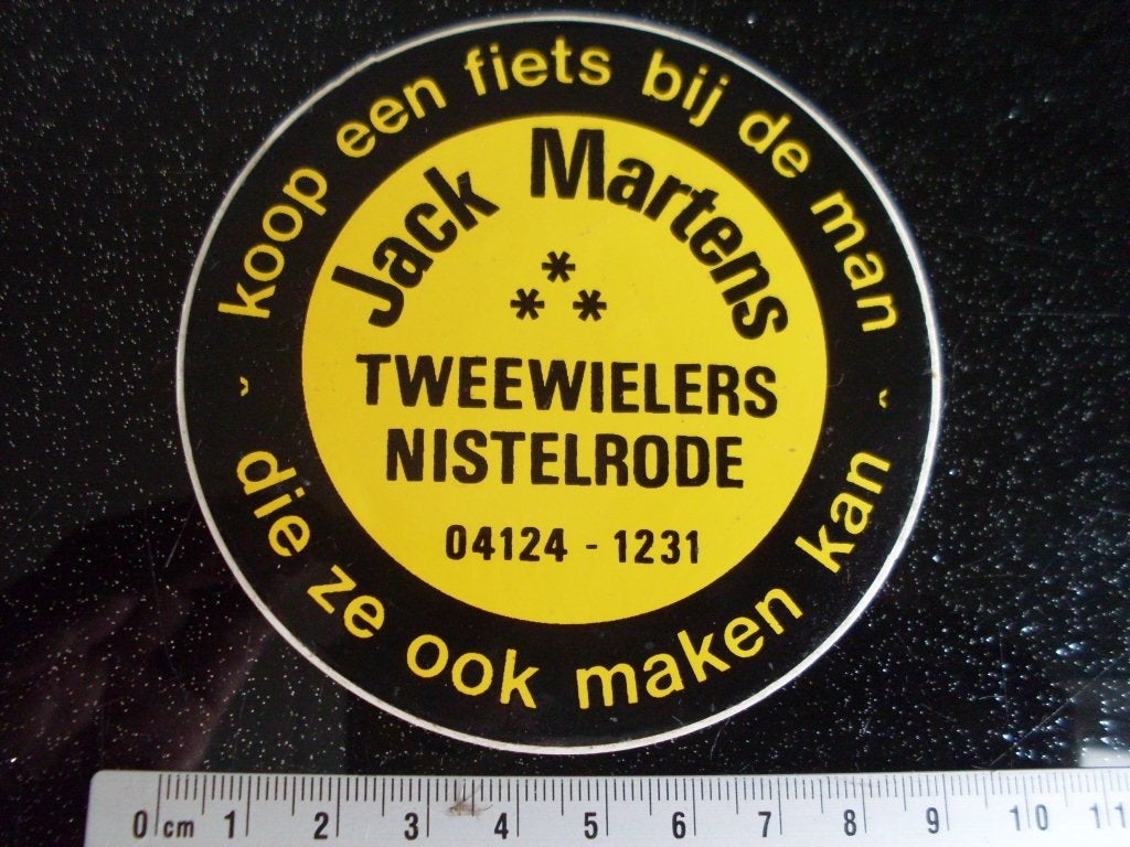 sticker Jack Martens tweewielers nistelrode logo fietsen, Verzenden, Zo goed als nieuw, Bedrijf of Vereniging