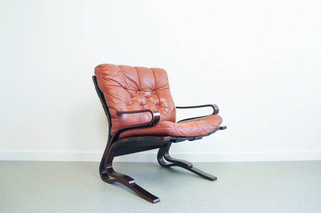 bruine fauteuil Kengu Else & Nordahl Solheim, Gebruikt, 75 tot 100 cm, Ophalen of Verzenden, Hout