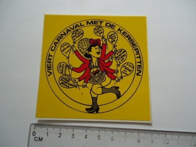 sticker oud Mierlo carnaval vintage Kersepitten strip cv, Ophalen of Verzenden, Zo goed als nieuw, Bedrijf of Vereniging