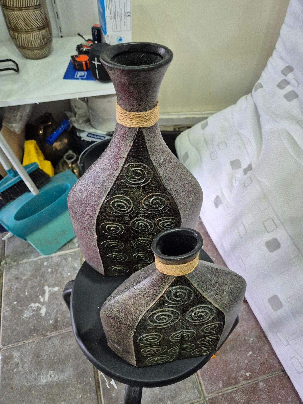 Set van 2 decoratieve vazen met uniek patroon, Antiek en Kunst, Ophalen of Verzenden
