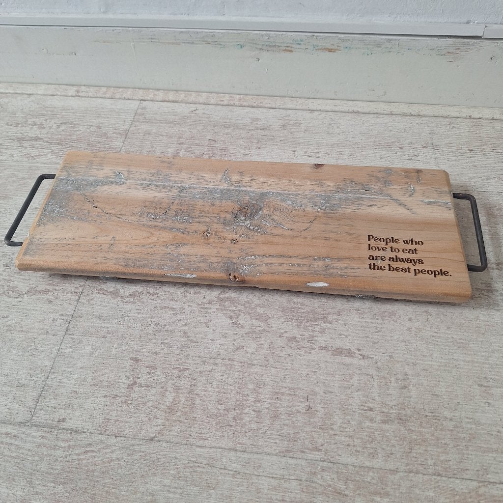 Gegraveerde Plank / Onderzetter / Dienblad met Tekst, Huis en Inrichting, -, Ophalen of Verzenden, Recycle Junkies, Info@recyclejunkies.nl