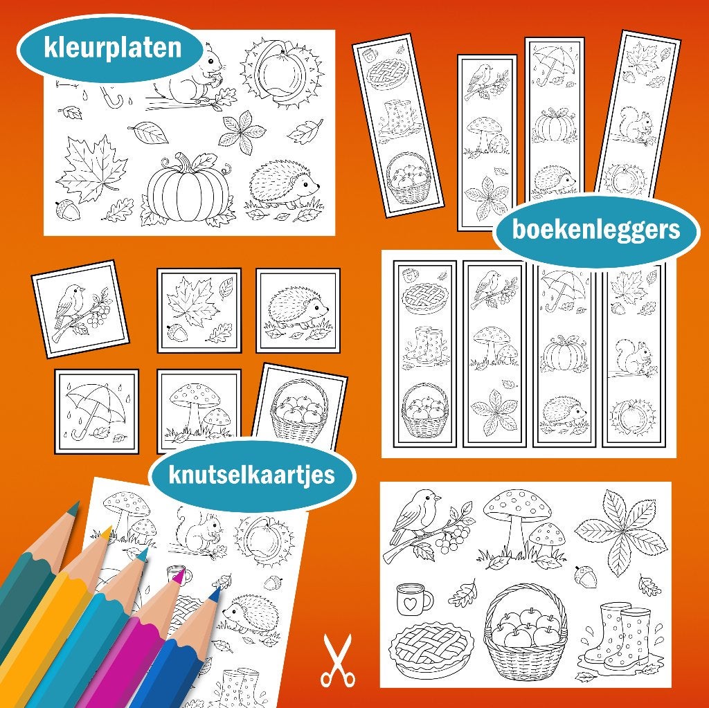 Foto 2 van Herfstkleurplaten voor kinderen 🍂 digitaal bestand - pdf.