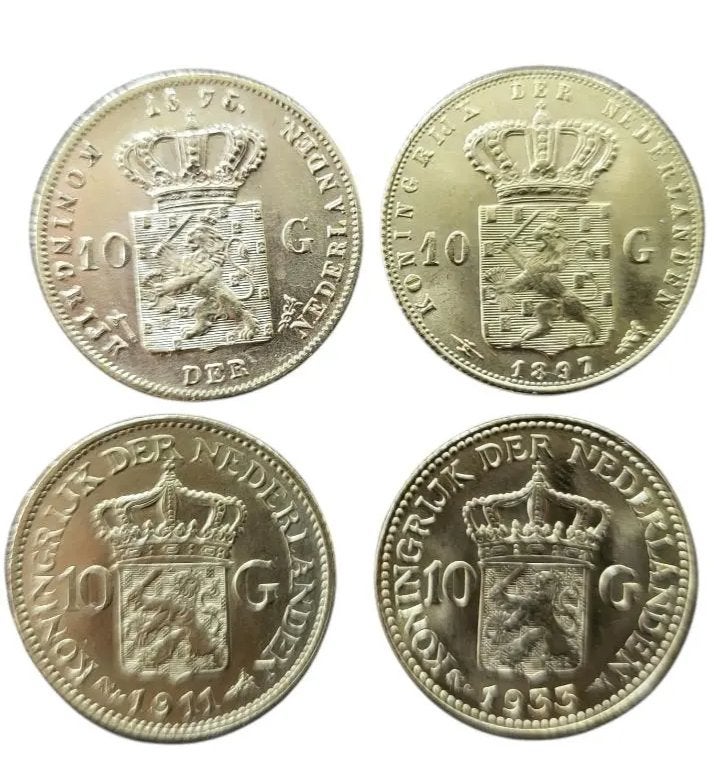 Nederland 10 Gulden goud 4 types, Ophalen of Verzenden, Goud