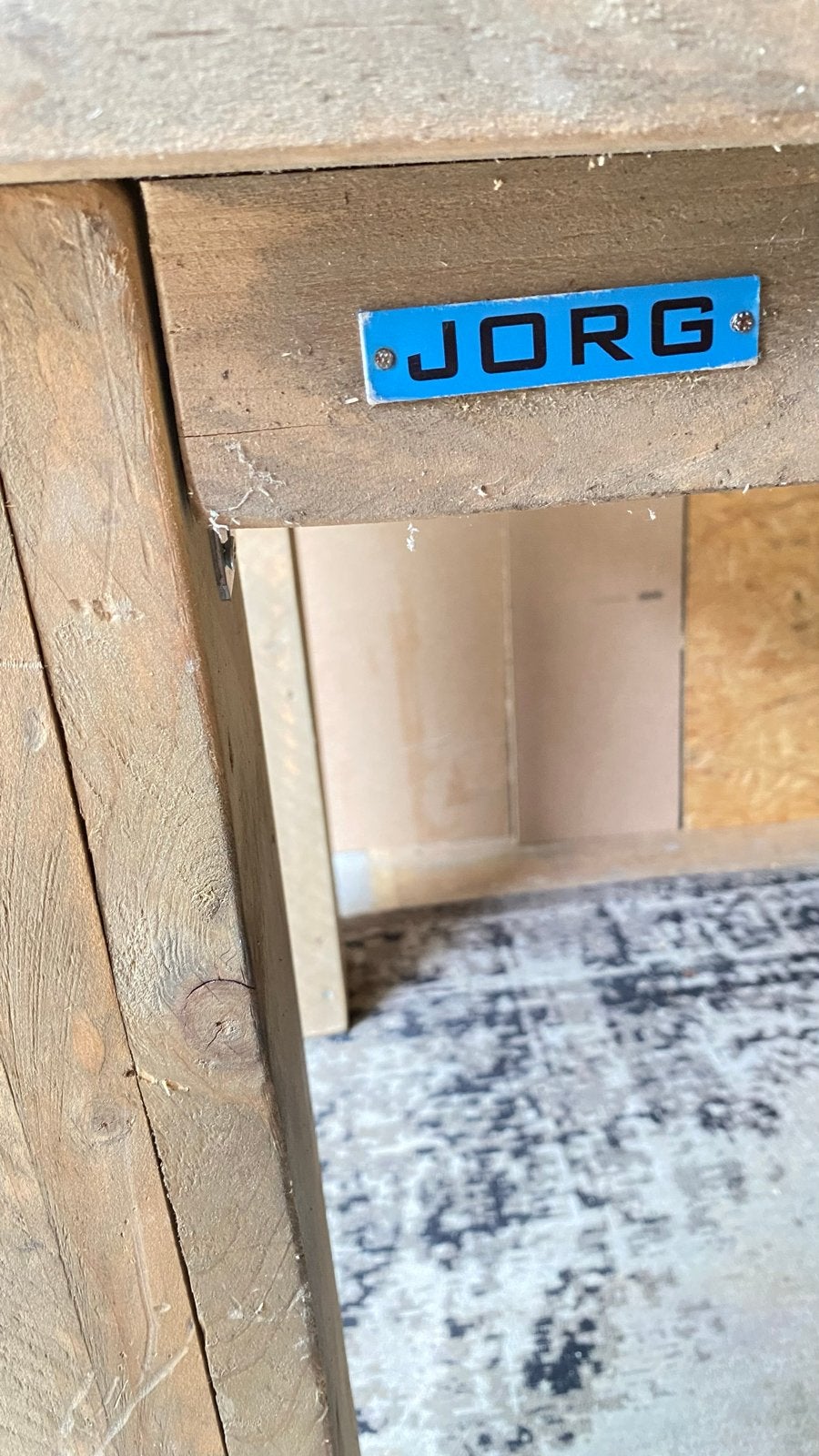 Robuuste houten tafel - JORG design, Huis en Inrichting, Tafels | Eettafels, Ophalen, Gebruikt, JORG, 200 cm of meer