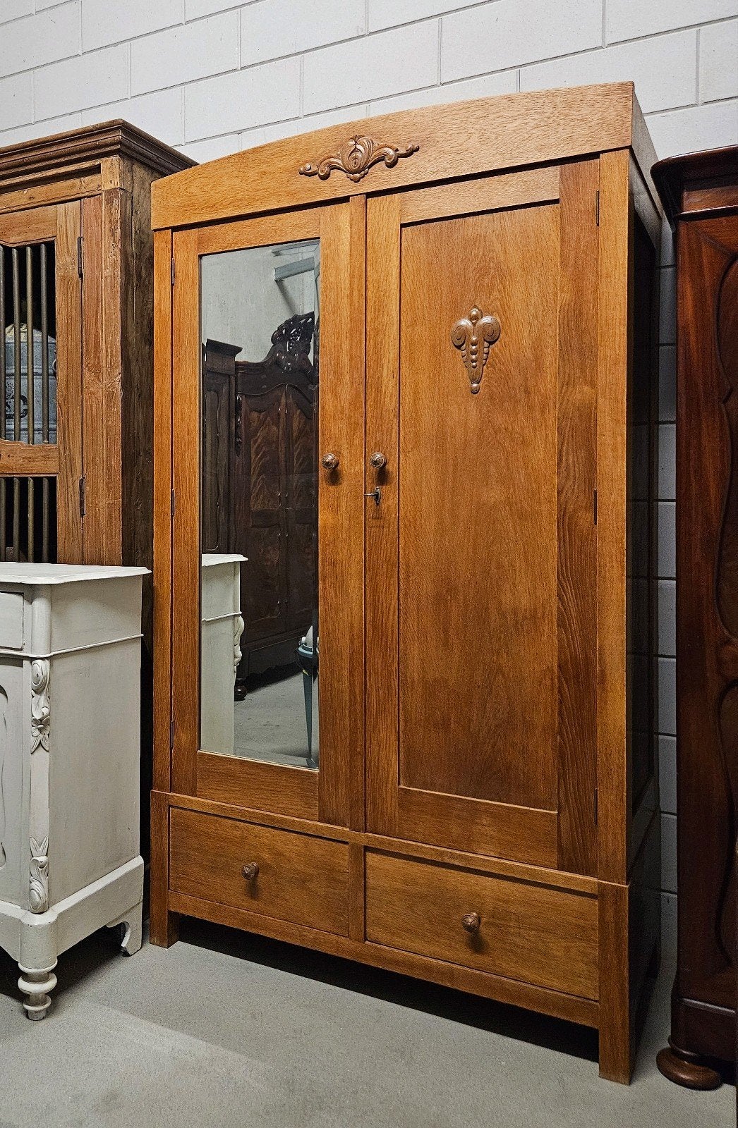 🏷OPRUIMING Antieke eiken Art Deco meidenkast vintage kast, Ophalen of Verzenden