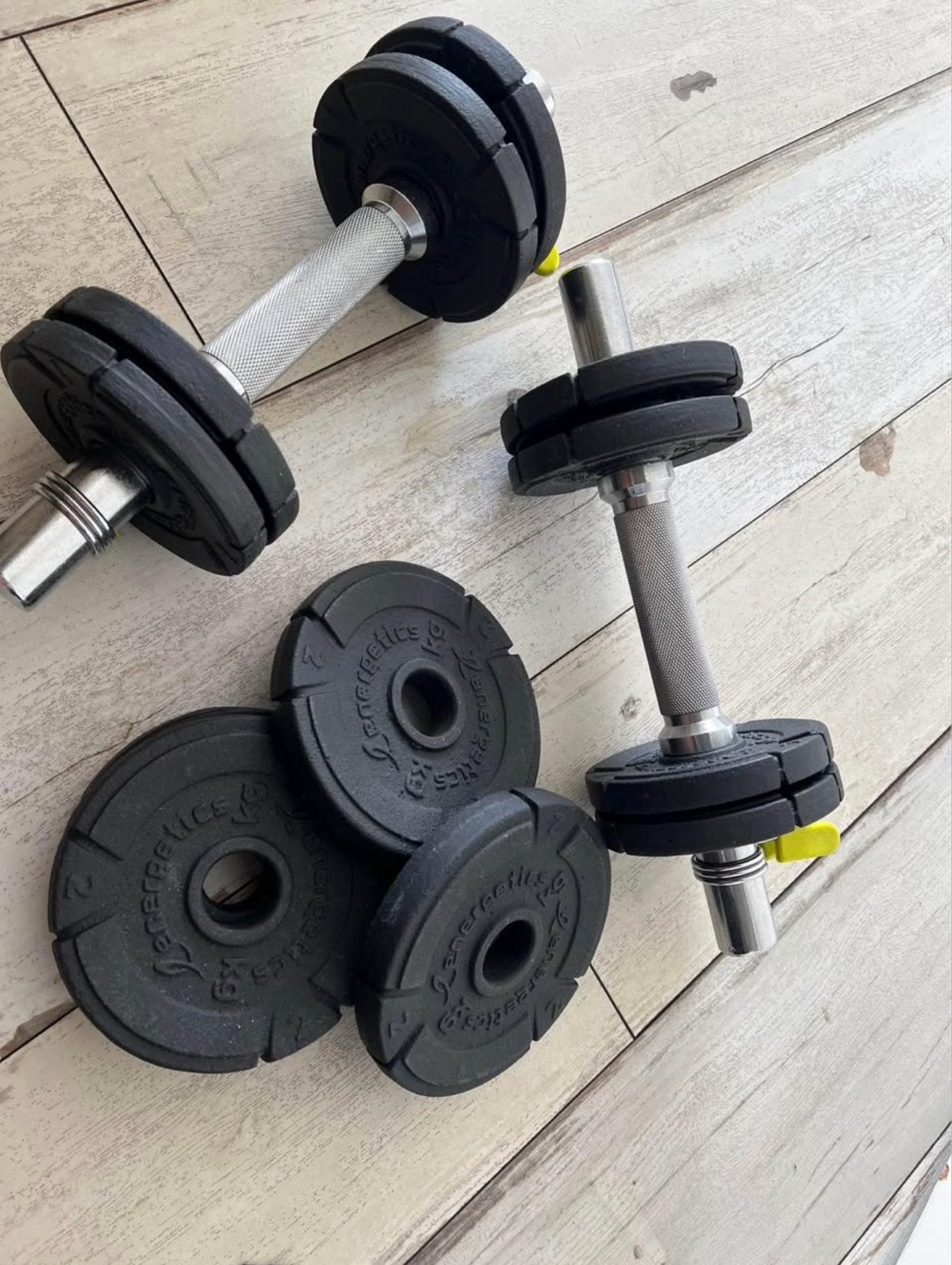 Verstelbare Dumbbells Set - Energetics 2x10kg, Ophalen, Gebruikt, Armen, Dumbbell