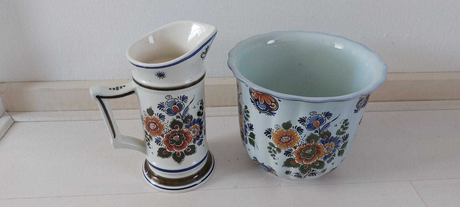 Kleurrijke bloempot Delfts polychroom/handwerk, Ophalen of Verzenden
