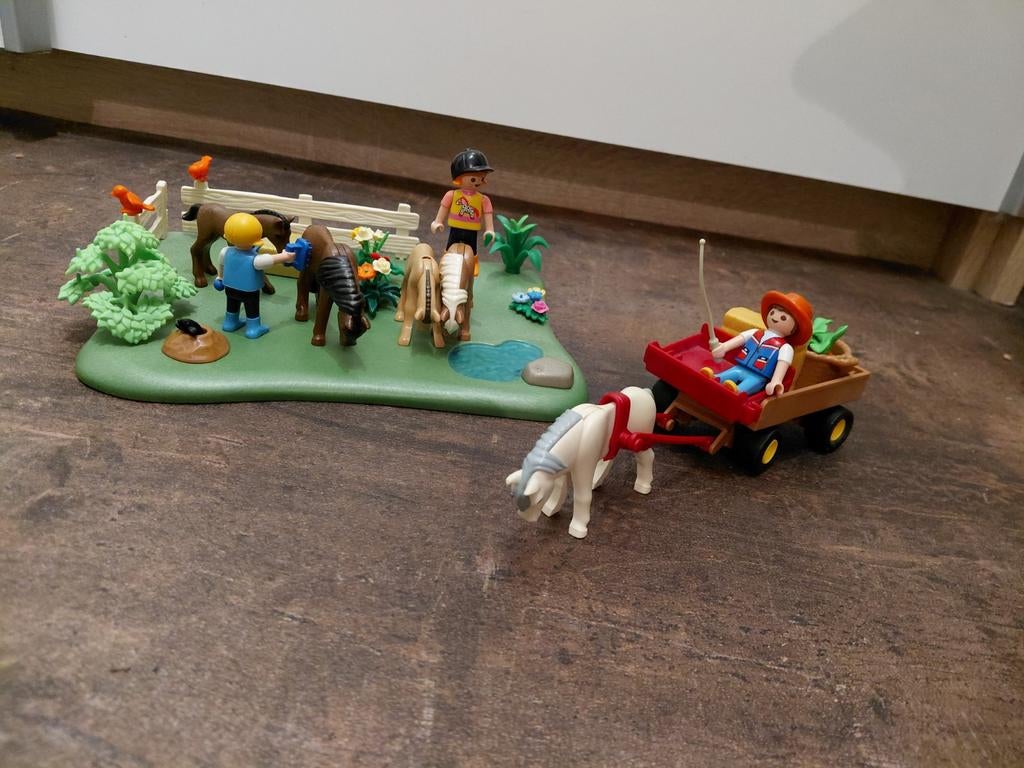 Playmobil Ponyweide met hooiwagen 5457 (vrijwel compleet), Ophalen of Verzenden, Gebruikt, Complete set