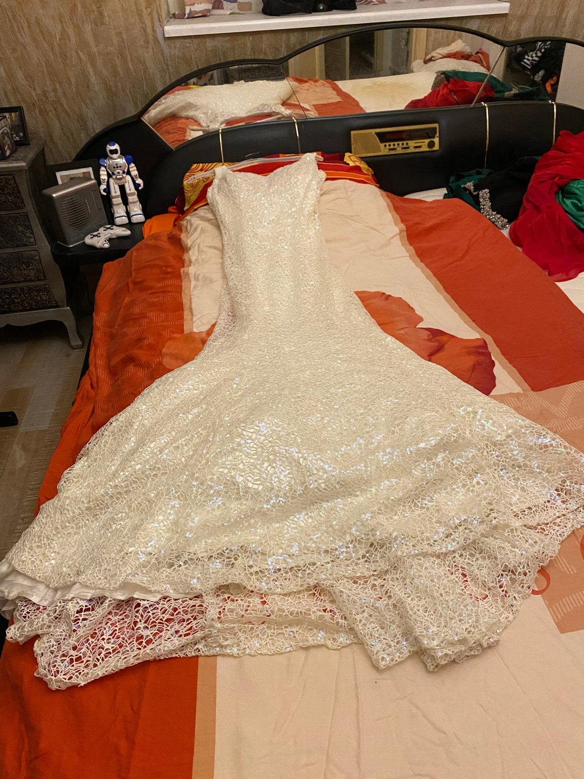 Prachtige Witte Trouwjurk met Pailletten, Ophalen of Verzenden, Zo goed als nieuw, Wit, Trouwjurk