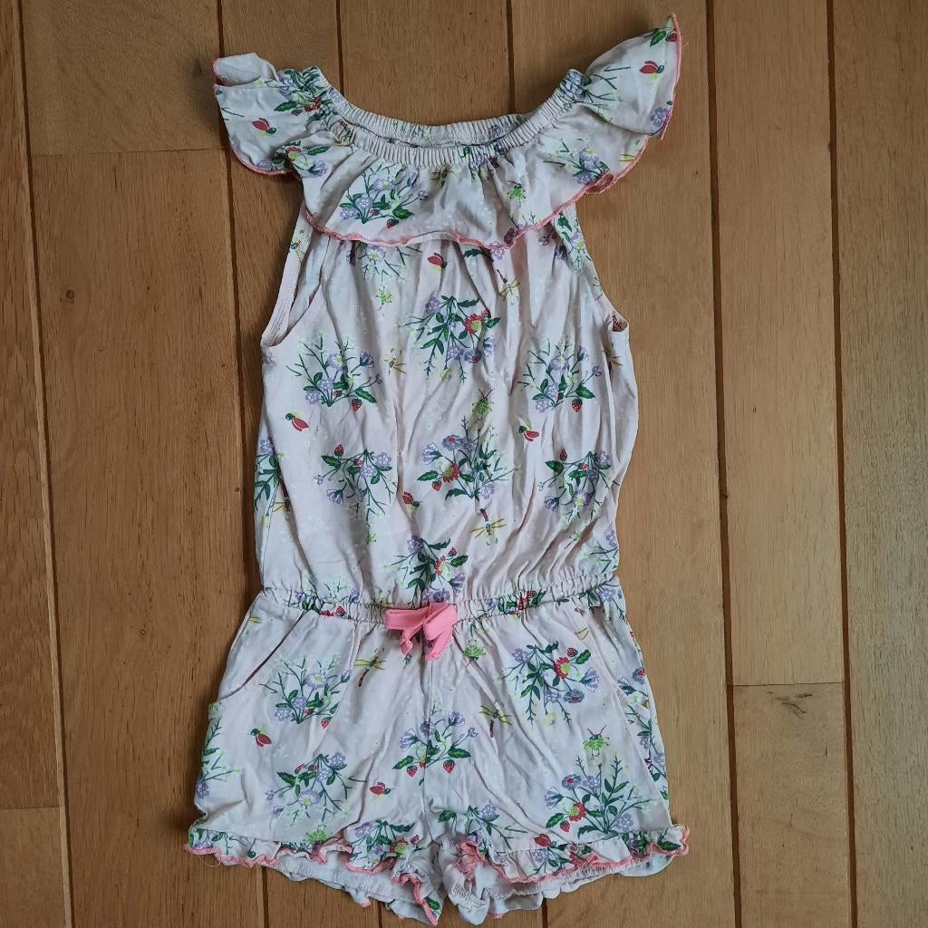 HEMA jumpsuit onesie roze bloemen maat 110/116, Overige typen, Meisje, Ophalen of Verzenden, Zo goed als nieuw