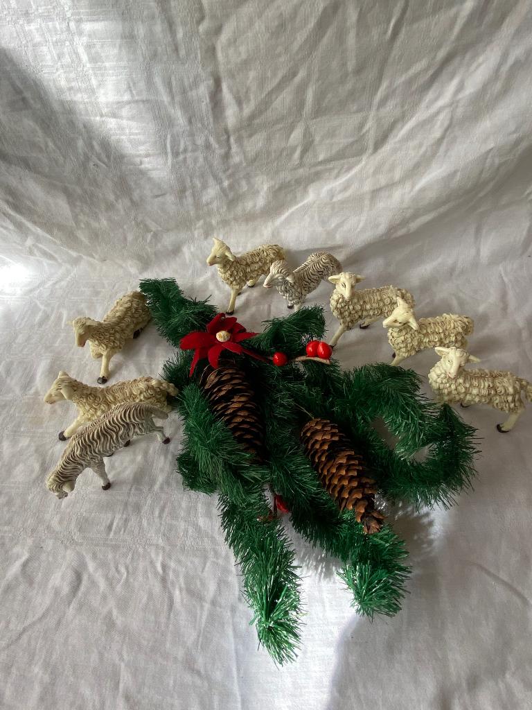 Vintage kerst schapen kunststof Italië, Gebruikt, Onbekend, Ophalen of Verzenden, Onbekend