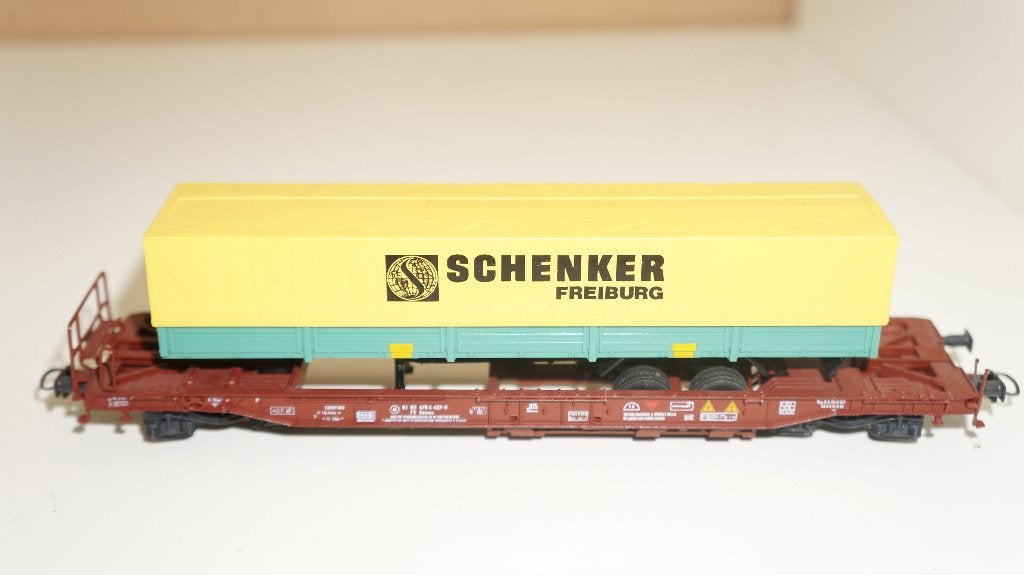 Roco H0 46356 - DB Taschenwagen  'Schenker Freiburg', Gelijkstroom, Wagon, Ophalen of Verzenden, Zo goed als nieuw