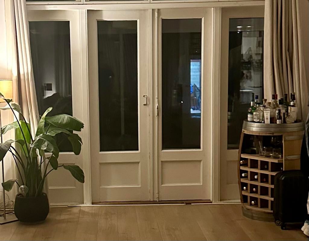 Set openslaande deuren met twee zijpanelen ( 4 delen), Ophalen, Gebruikt, 80 tot 100 cm, 215 cm of meer