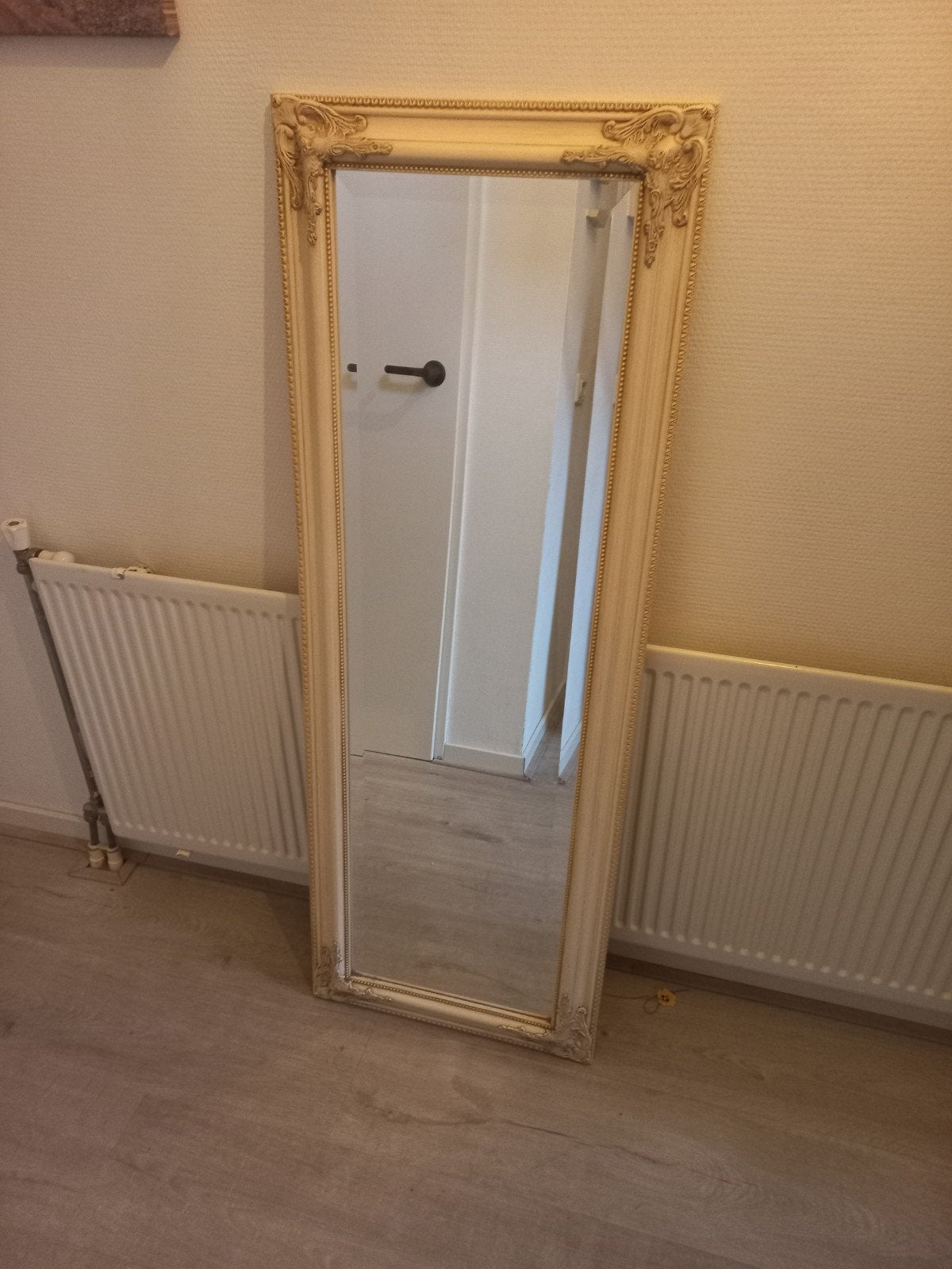 Brocante spiegel, Ophalen, 100 tot 150 cm, Zo goed als nieuw, Rechthoekig