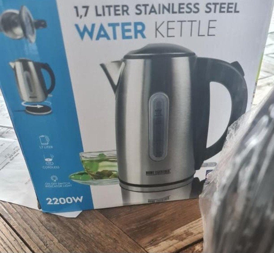 Nieuwe RVS Waterkoker 1.7L - Draadloos & 2200W, 1 tot 2 liter, Ophalen of Verzenden, Nieuw, Rvs