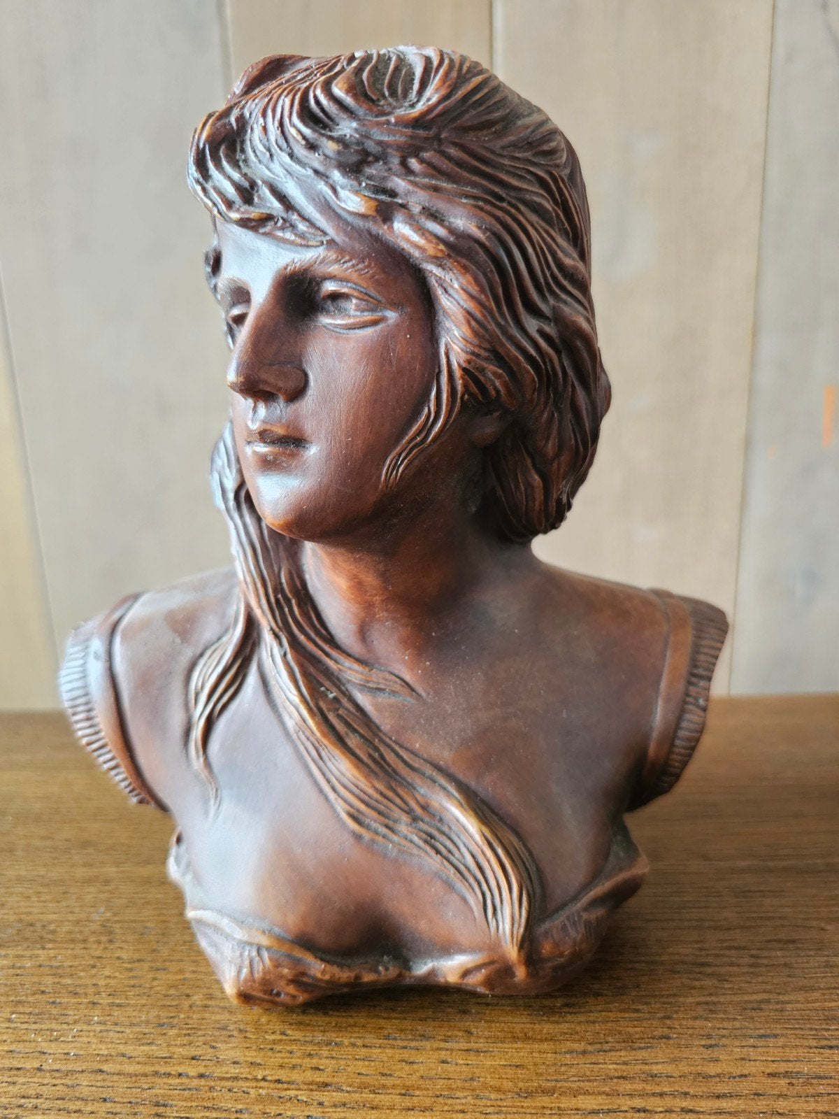 Houten Buste van een Vrouw - Klassiek Handgesneden, Buste, Ophalen of Verzenden, Handgemaakt, 20 - 50 cm